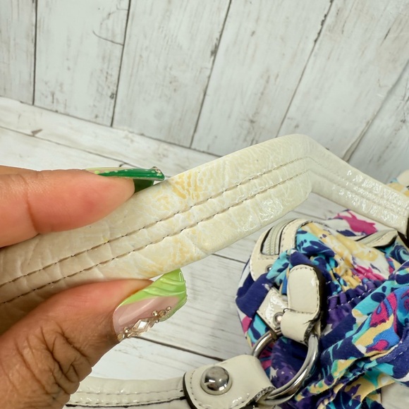 Vintage Y2K Wilsons Leather Patent Multicolored Purse Floral Shoulder Bag - Picture 14 of 16